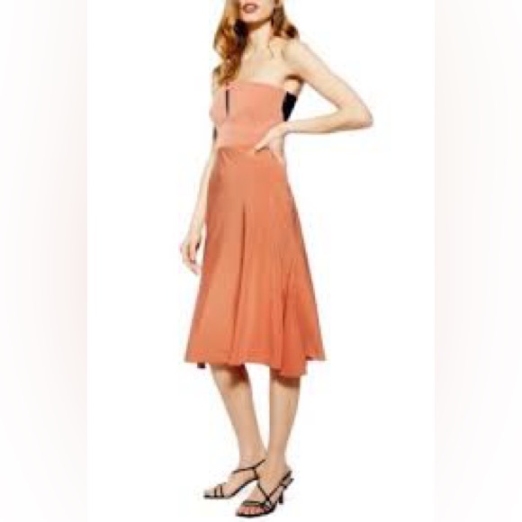Topshop Coral Strapless Dress - Picture 1 of 8